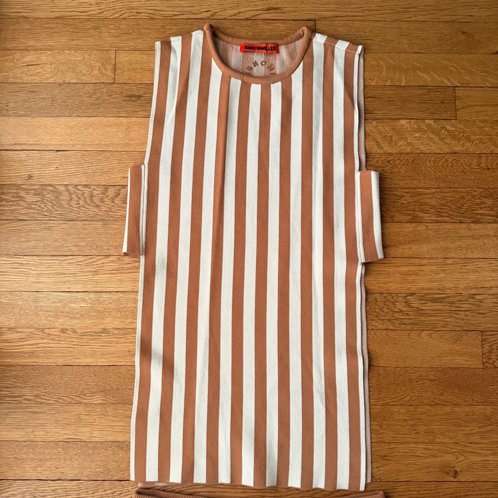 Simon Miller Cream and Brown Striped Knit Jumpsuit - Picture 5 of 10